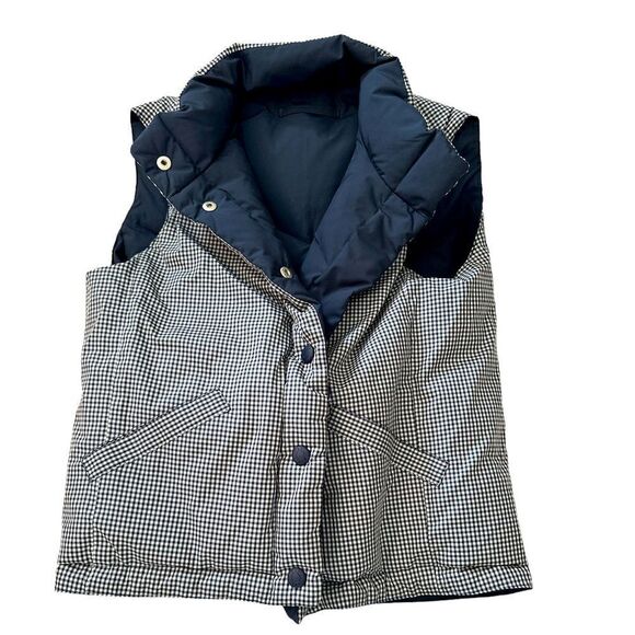 GAP Other - GAP Reversible Puffer Vest Navy Checkered Winter 7-8 Youth EUC Like New